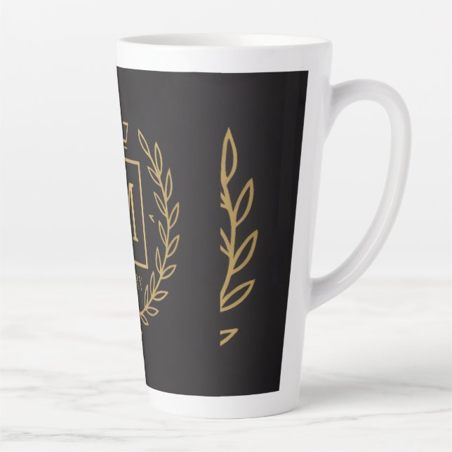 "Royal NMKY Emblem – Monogram M Crest Design" Latte Mug (Right)