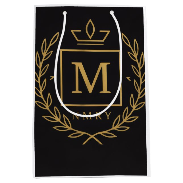 "Royal NMKY Emblem – Monogram M Crest Design" Medium Gift Bag (Front)
