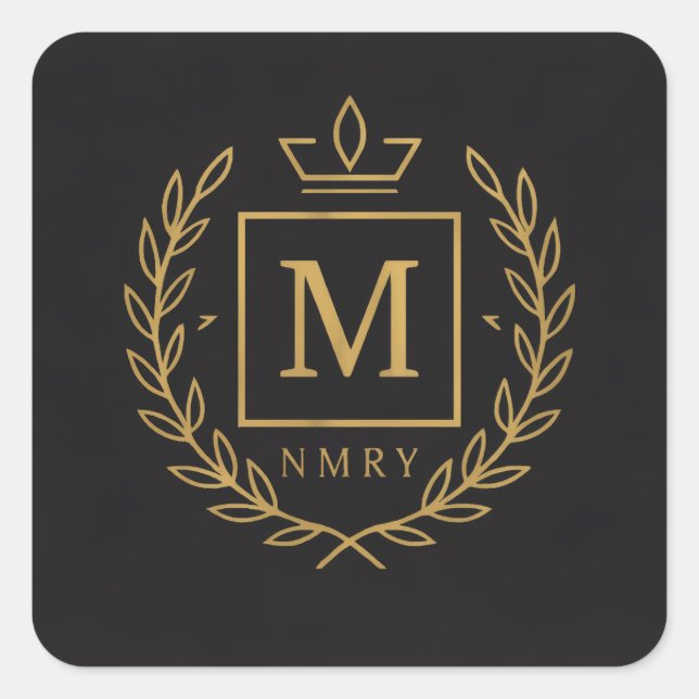 "Royal NMKY Emblem – Monogram M Crest Design" Square Sticker (Front)