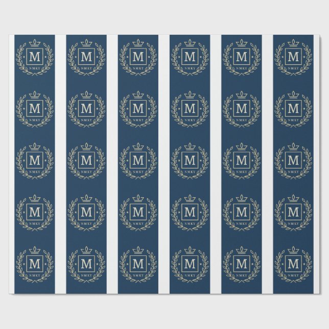 "Royal NMKY Emblem – Monogram M Crest Design" Wrapping Paper (Flat)