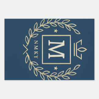 "Royal NMKY Emblem – Monogram M Crest Design" Wrapping Paper Sheet