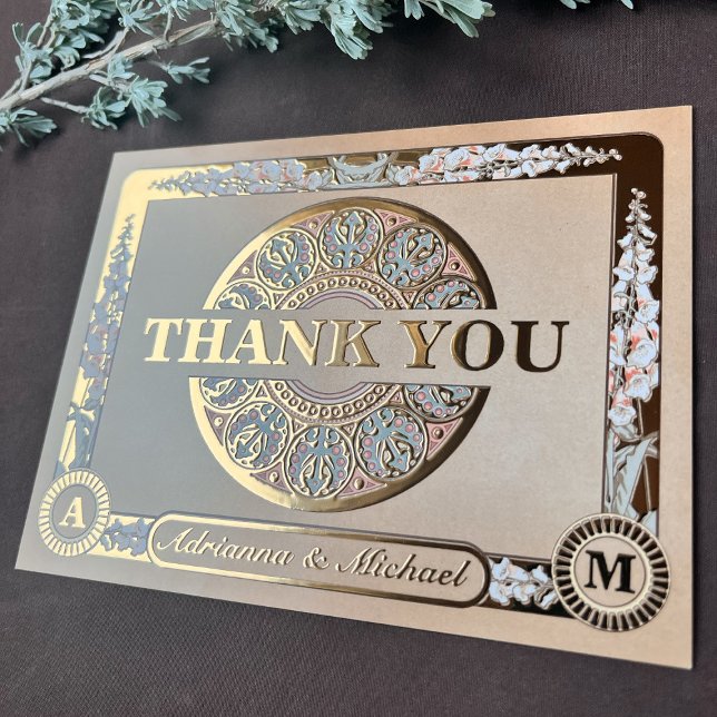 Royal Nouveau Real Foil Wedding Thank You Card (Creator Uploaded)