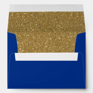 Royal or Navy Blue & Gold Glitter Lined Envelope