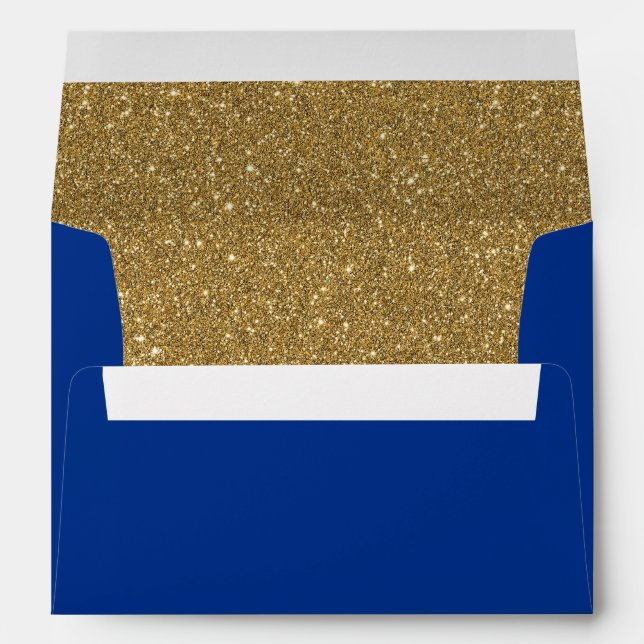 Royal or Navy Blue & Gold Glitter Lined Envelope (Back (Bottom))