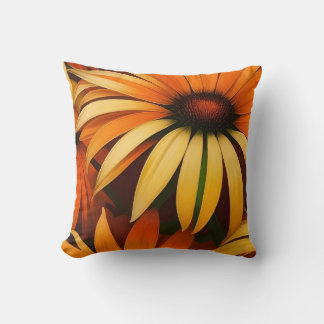 Royal Orange Coneflowers Cushion