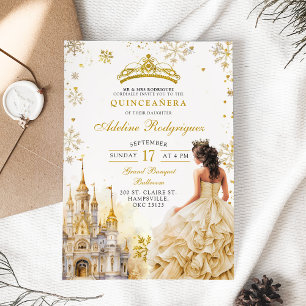 Royal Palace Gold Champagne Quinceanera Birthday Invitation