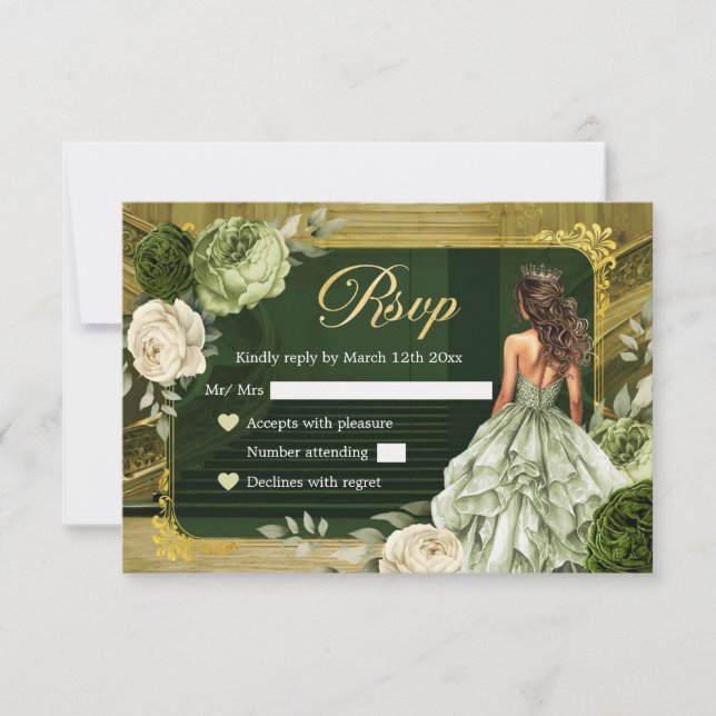 Royal Palace Ivory Sage Green MiS Quince RSVP (Front)