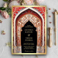 Royal Palace Red Arch Photo Black Indian Wedding