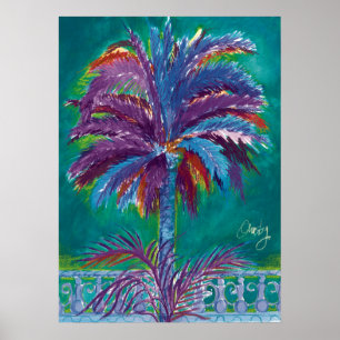 Royal Palm, teal- poster
