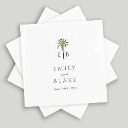 Royal Palm Tropical Classic Monogram Wedding Napkin