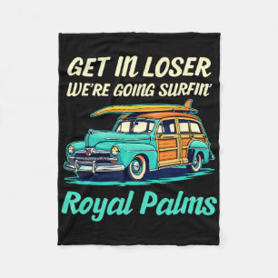 Royal Palms Beach California Surf Women Men Vintag Fleece Blanket