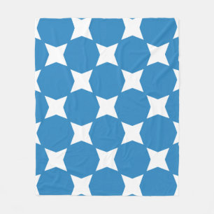 Royal Pastel Blue & White Star Pattern Design Fleece Blanket
