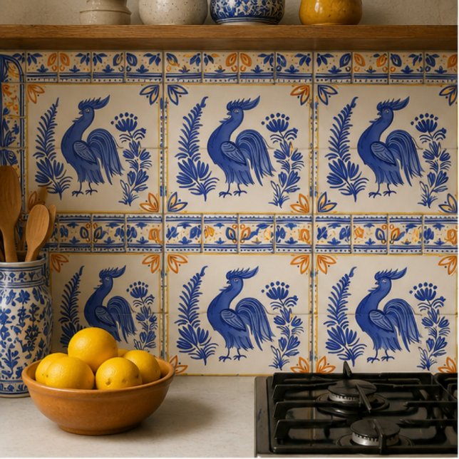 Royal Peacock Bird and Floral Mediterranean Ceramic Tile (Creator Uploaded)