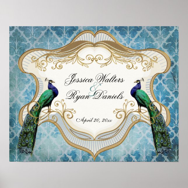 Royal Peacock Blue Personalised Anniversary Poster (Front)