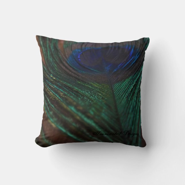 Royal Peacock Feather Cushion (Front)