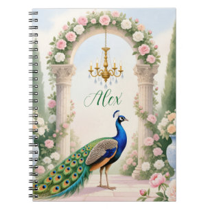 "Royal Peacock Garden" Personalized Spiral Noteboo Notebook