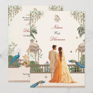 Royal Peacock Indian Wedding Invitation