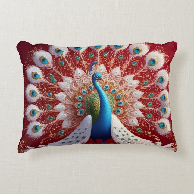 Royal Peacock Mandala Decorative Cushion (Front)