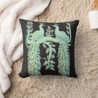 Royal Peacock Monochrome Throw Pillow