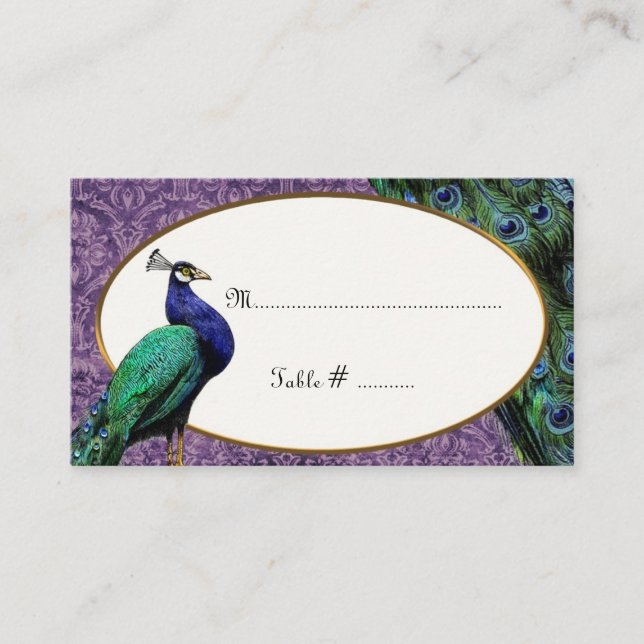Royal Peacock Purple Place Card (Front)