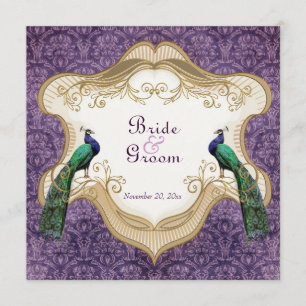 Royal Peacock Purple Wedding Invitation