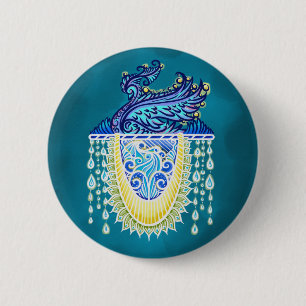 Royal Peacock Radiance 6 Cm Round Badge