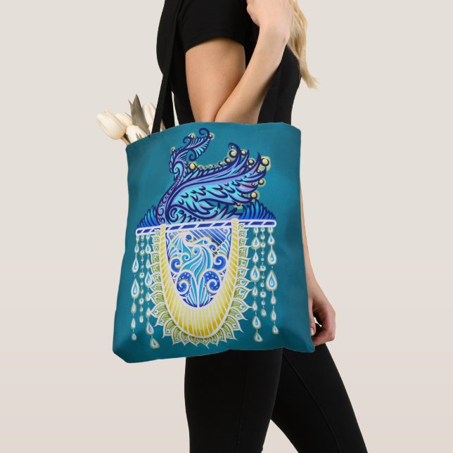 Royal Peacock Radiance Tote Bag (Close Up)