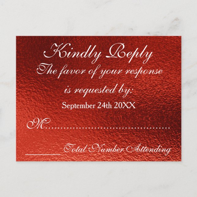 Royal Personalised RSVP Red Shiny Postcard (Front)