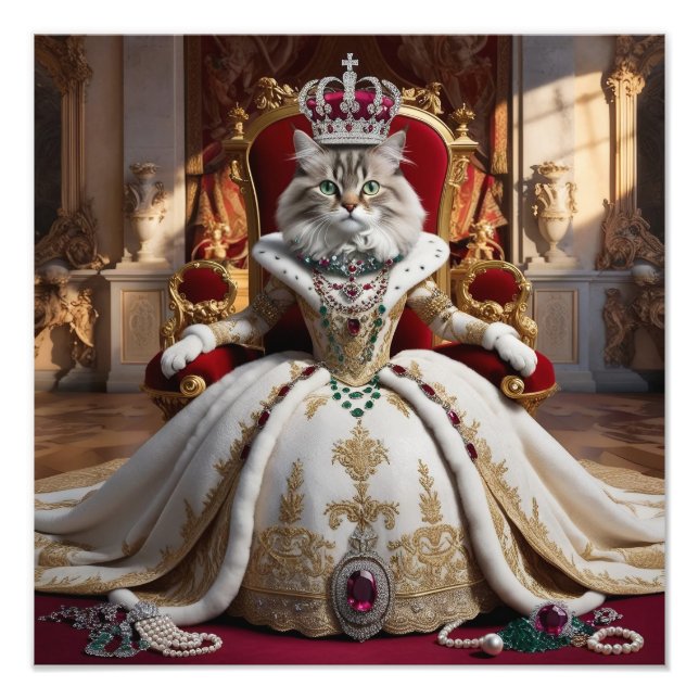 Royal Pet Queen Portrait - Luxurious Digital Art  Photo Print (Front)