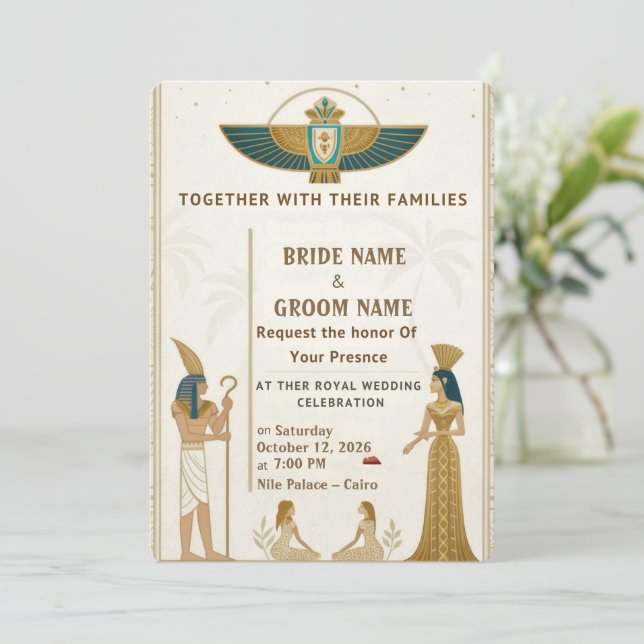 Royal Pharaonic Wedding Invitations  (Standing Front)