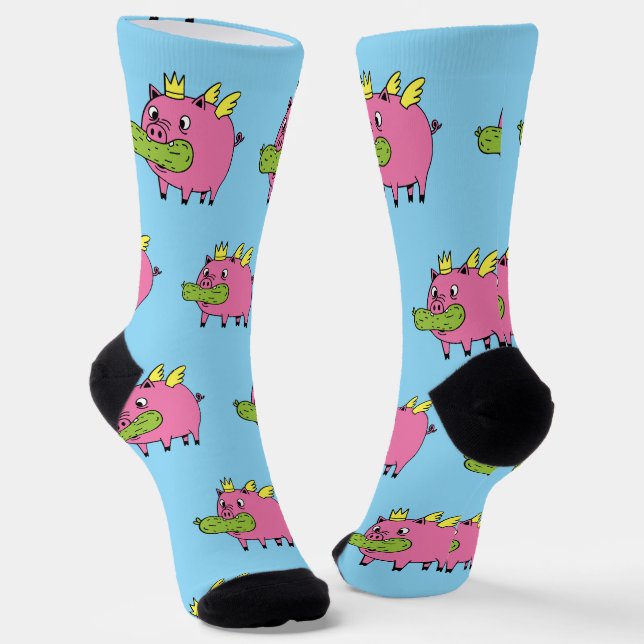 Royal Pickle Pig Socks | Funny Fantasy Creature (Angled)