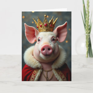 Royal Pig Birthday Card