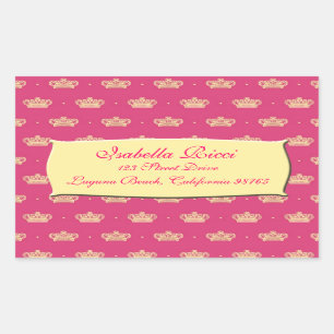Royal Pink Crown Rectangular Sticker