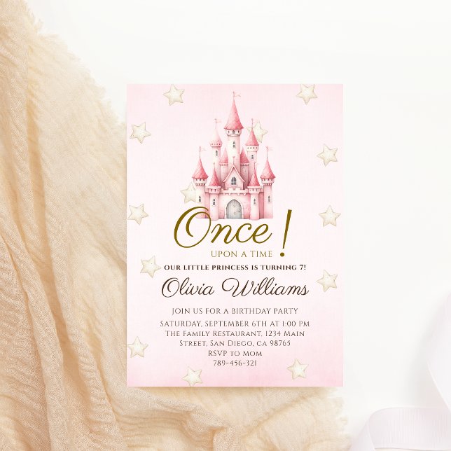 Royal Pink Fairytale Princess Birthday Invitation (Creator Uploaded)