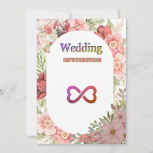 Royal Pink Floral Art Wedding Invitation