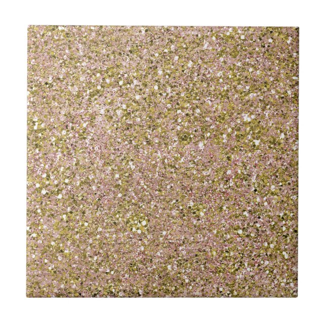 Royal Pink & Gold Glitter Wall or Floor Ceramic Tile (Front)