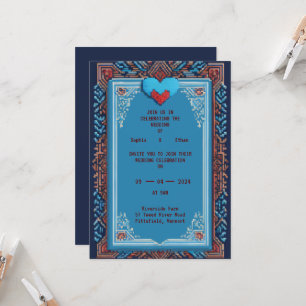 Royal Pixel Art Wedding Invitation