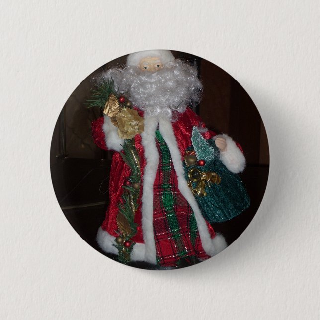 Royal Plaid Hohoho Santa Merry Christmas  6 Cm Round Badge (Front)