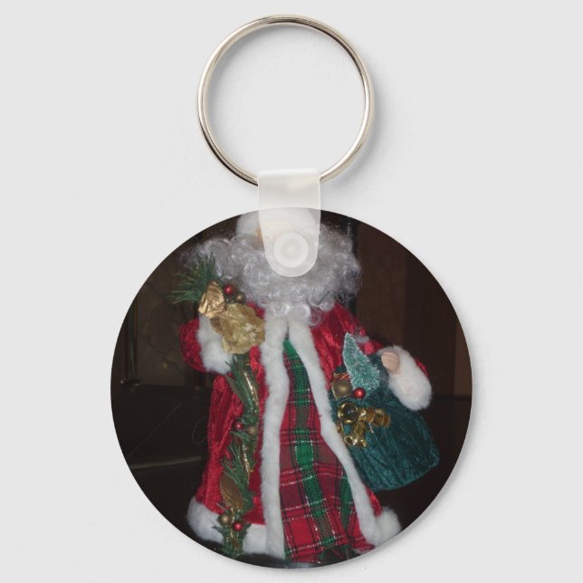 Royal Plaid Hohoho Santa Merry Christmas  Key Ring (Front)