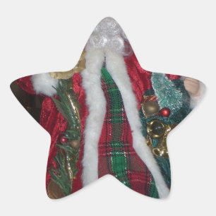 Royal Plaid Hohoho Santa Merry Christmas  Star Sticker