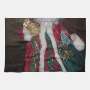 Royal Plaid Hohoho Santa Merry Christmas  Tea Towel