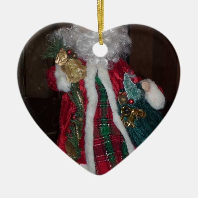 Royal Plaid Santa Collection. Ceramic Tree Decoration (Front)