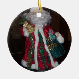 Royal Plaid Santa Collection. Ceramic Tree Decoration
