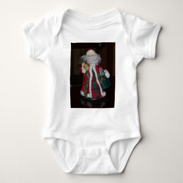 Royal Plaid Santa Merry Christmas  Baby Bodysuit (Front)