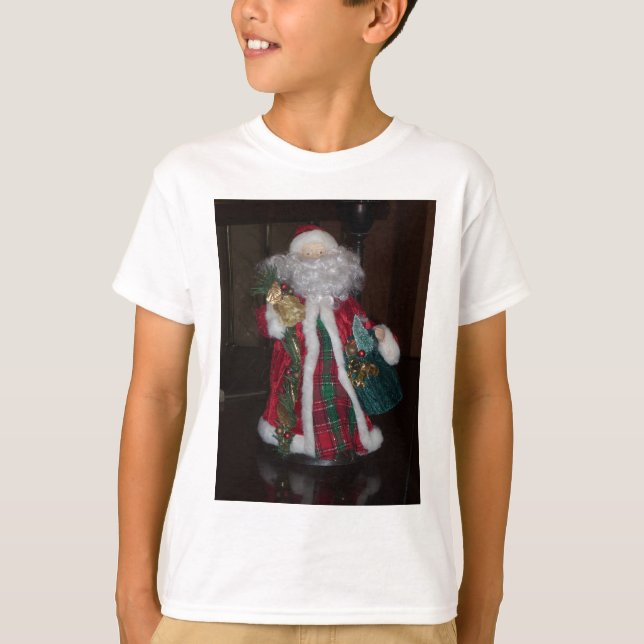 Royal Plaid Santa Merry Christmas  T-Shirt (Front)
