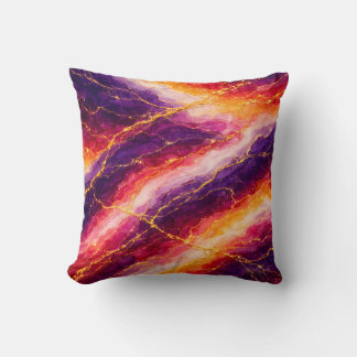 Royal Plum & Raspberry Marble with Gold Veining Cushion