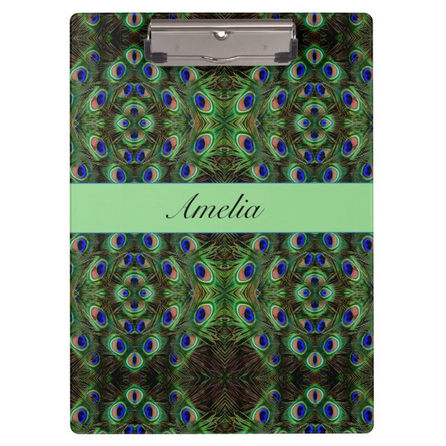 Royal Plumage - Luxe Peacock Feather Pattern  Clipboard (Front)
