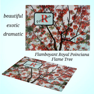 Royal Poinciana Flamboyant Flame Tree Red Black Cutting Board
