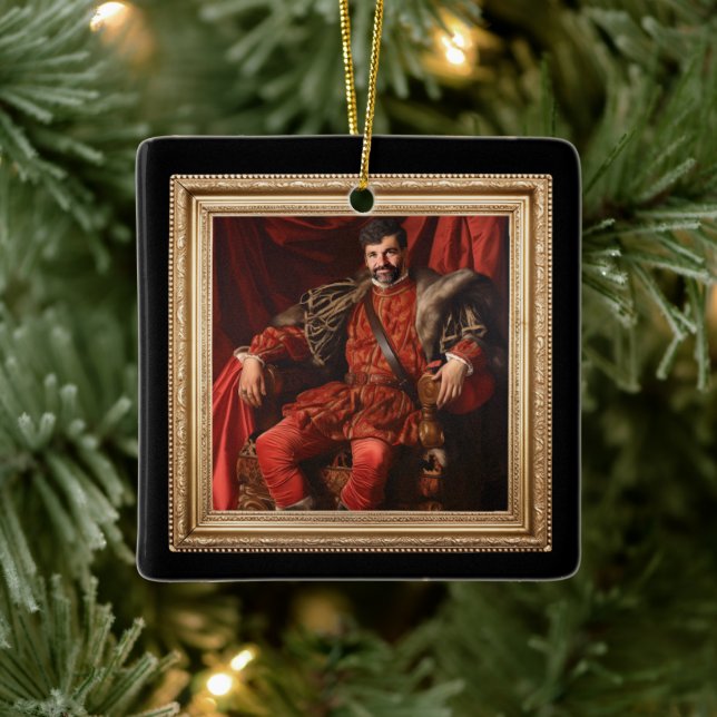 Royal Portrait Custom Personalised Photo Ornate Ceramic Ornament (Tree)