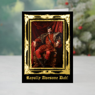 Royal Portrait Custom Personalised Photo Ornate Foil Holiday Card